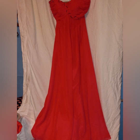 Calvin Klein: Dark-Peach-Long-Flowing-Formal Sweetheart Strapless Gown SZ 4 EPLC - Picture 6 of 15
